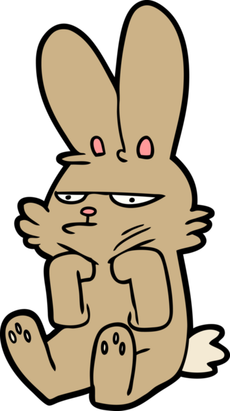 Bir insan tarafından çizilmiş huysuz tavşan çizgi filmi.