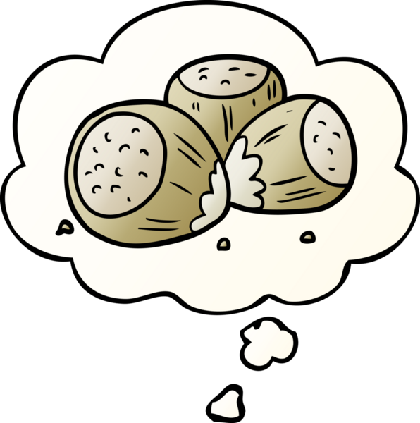Düşünce baloncuklu çizgi film fındıkları bir insan tarafından çizilmiş düzgün eğimli bir şekil.