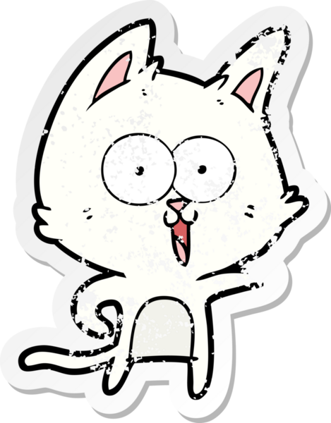 Bir insan tarafından çizilmiş komik bir çizgi film kedisinin sıkıntılı çıkartması.