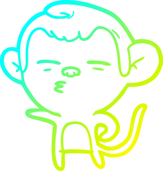 Bir insan tarafından çizilmiş şüpheli bir maymunun soğuk gradyan çizimi