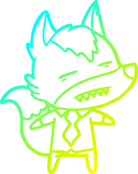 Bir insan tarafından çizilmiş dişleri gösteren çizgi roman karakteri kurdunun soğuk gradyan çizimi