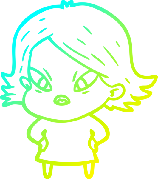 Bir insan tarafından çizilmiş soğuk gradyan çizgi çizimi stresli bir kadın