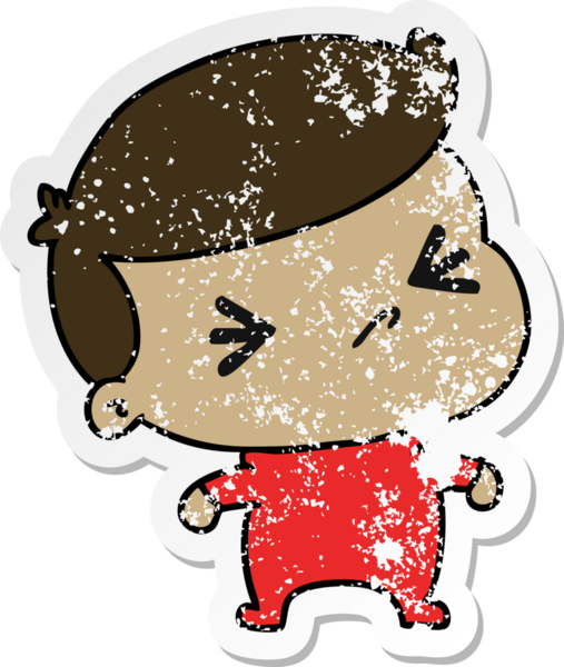 Bir insan tarafından çizilmiş kawaii tatlı bir haç bebeğinin sıkıntılı karikatür çizimi