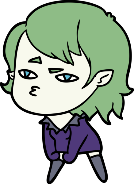 Bir insan tarafından çizilmiş vampir kız çizgi filmi.