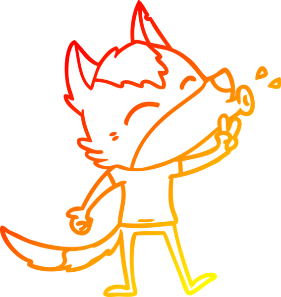 Bir insan tarafından çizilmiş giysiler içinde uluyan bir kurdun sıcak çizgi çizimi