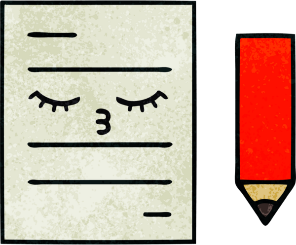 Bir insan tarafından çizilmiş bir test kağıdının retro grunge desen karikatürü