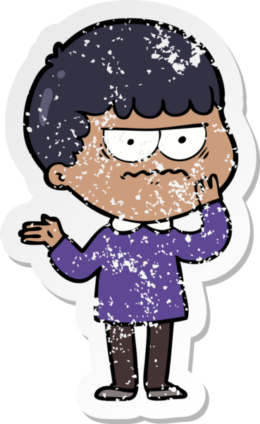 Bir insan tarafından çizilmiş kızgın bir adamın sıkıntılı çıkartması.