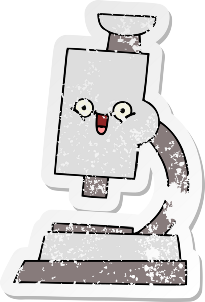 Bir insan tarafından çizilmiş sevimli bir mikroskobun sıkıntılı çıkartması.