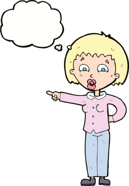 Bir insan tarafından çizilmiş düşünce balonlu bir kadın.