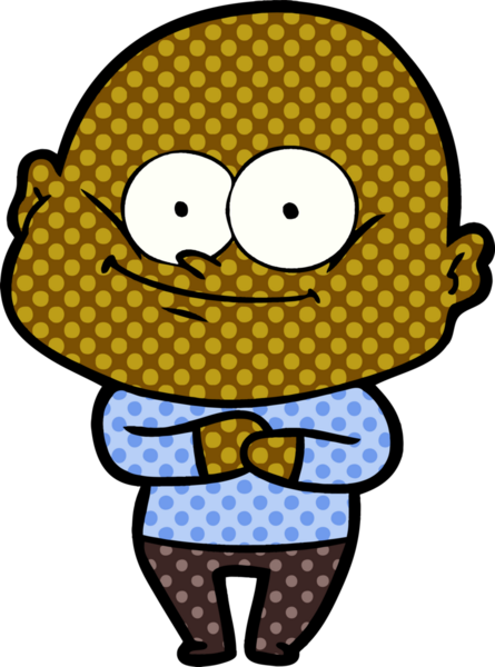 Bir insan tarafından çizilmiş kel bir adam.