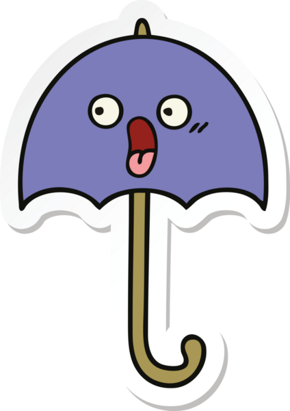 Bir insan tarafından çizilmiş şirin bir şemsiye çıkartması.