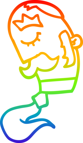 Bir insan tarafından çizilmiş bıyıklı bir çizgi film karakteri çizimi.