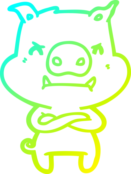 Bir insan tarafından çizilmiş kızgın çizgi film domuzu çizimi.