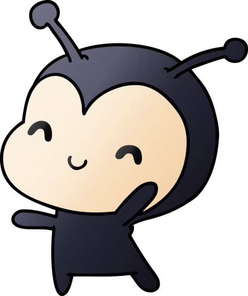 Bir insan tarafından çizilmiş sevimli bir böceğin gradyan çizimi kawaii
