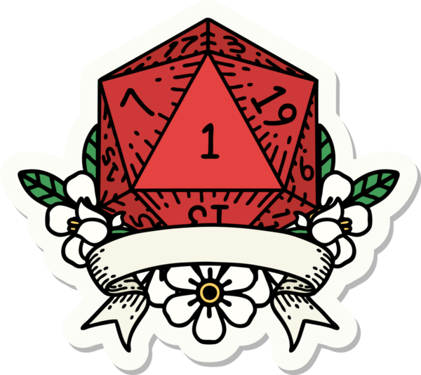 Bir insan tarafından çizilmiş doğal bir d20 zar etiketi.