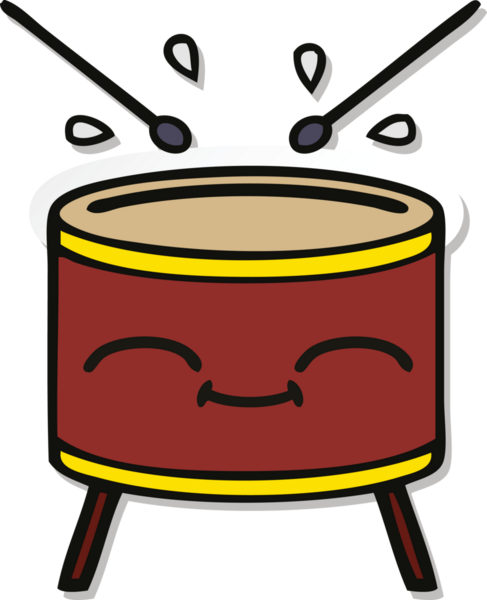 Bir insan tarafından çizilmiş şirin bir davulun çıkartması.