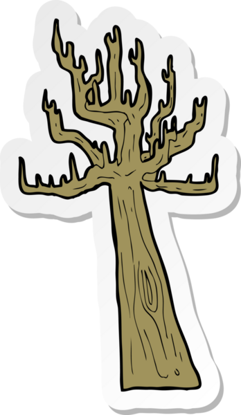 Bir insan tarafından çizilmiş eski bir ağaç karikatürü.