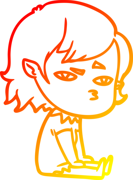 Bir insan tarafından çizilmiş bir vampir kız çizgi çizimi.