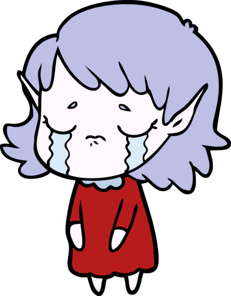 Bir insan tarafından çizilmiş ağlayan elf kızı.