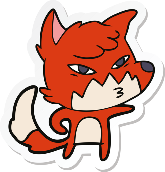 Bir insan tarafından çizilmiş akıllı bir tilkinin çıkartması.