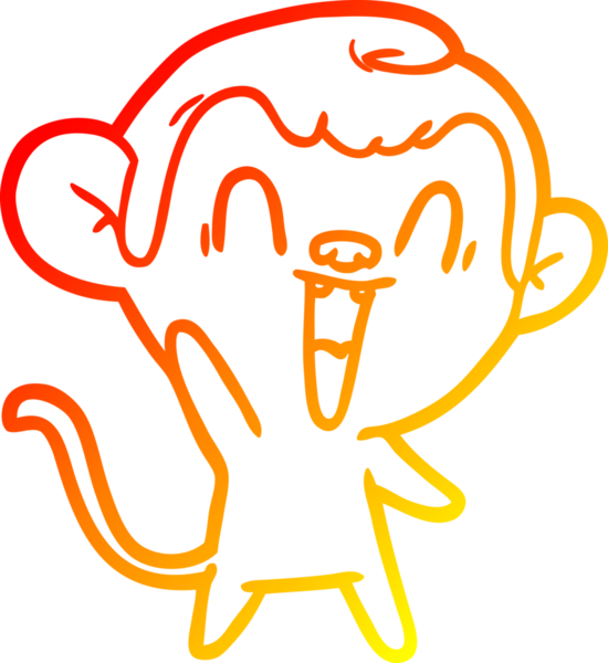 Bir insan tarafından çizilmiş gülen maymun çizgi çizimi.