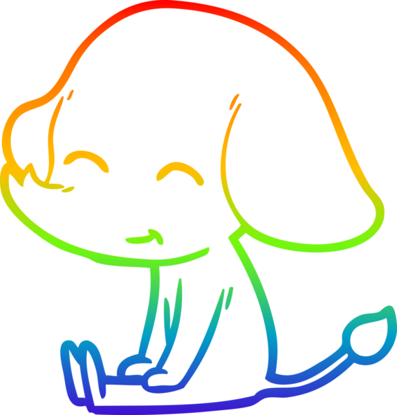 Gökkuşağı gradyan çizgisi. Bir insan tarafından çizilmiş şirin bir fil çizimi.