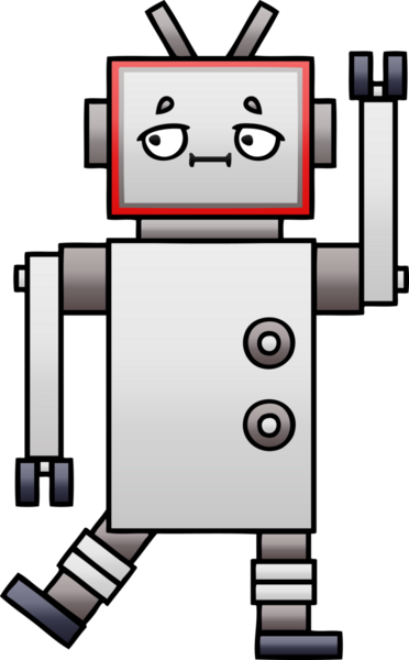 Bir insan tarafından çizilmiş bir robotun gölgelenmiş çizimi