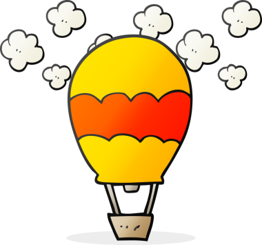 Bir insan tarafından çizilmiş serbest çizim sıcak hava balonu.