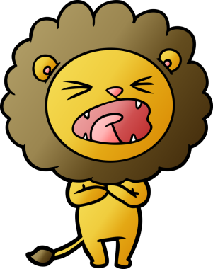 Bir insan tarafından çizilmiş çizgi film aslanı.