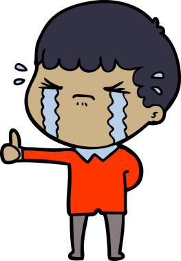 Bir insan tarafından çizilmiş ağlayan çizgi film adamı.