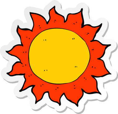 Bir insan tarafından çizilmiş bir çizgi film güneşinin çıkartması.