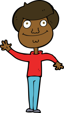 Bir insan tarafından çizilmiş mutlu bir adam.