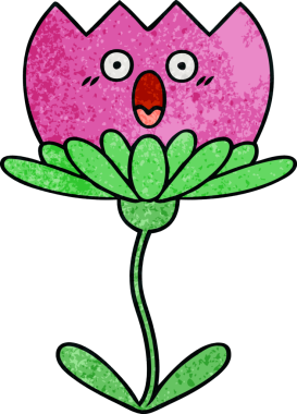 Bir insan tarafından çizilmiş bir çiçeğin retro grunge desen karikatürü