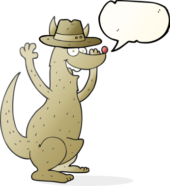 Bir insan tarafından çizilmiş serbest konuşma balonu çizgi filmi kangurusu.