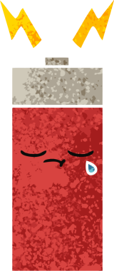 Bir insanın çizdiği pilin retro illüstrasyon tarzı karikatürü