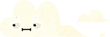 Bir insan tarafından çizilmiş beyaz bir bulutun retro çizim tarzı karikatürü