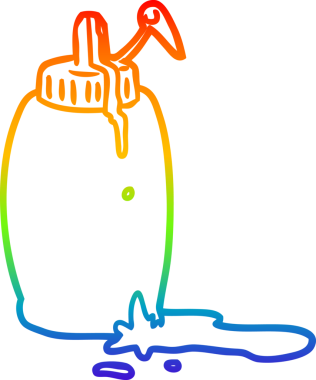 Bir insan tarafından çizilmiş domates ketçap şişesinin çizimi.