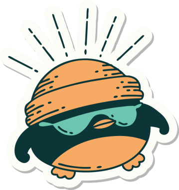 Bir dövme stili çıkartması. Bir insan tarafından çizilmiş havalı robin.