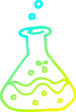 Bir insan tarafından çizilmiş karikatür kimyasal şişelerin soğuk gradyan çizimi