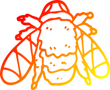 Bir insan tarafından çizilmiş karikatür arısının sıcak çizgi çizimi