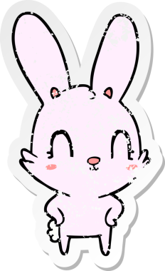 Bir insan tarafından çizilmiş şirin bir tavşanın sıkıntılı çıkartması.