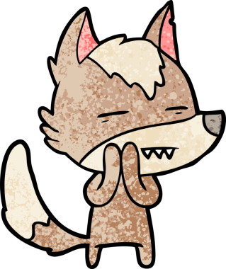 Bir insan tarafından çizilen dişleri gösteren bir kurt çizgi filmi.