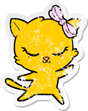 Bir insan tarafından çizilmiş şirin bir çizgi film kedisinin sıkıntılı çıkartması.