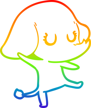 Gökkuşağı gradyan çizgisi bir insan tarafından çizilmiş şirin bir fil çizimi