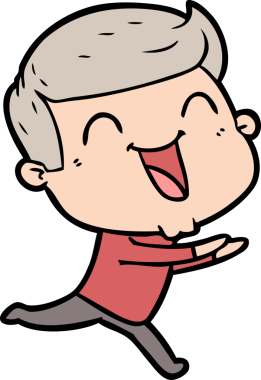 Bir insan tarafından çizilmiş gülen çizgi film adamı.