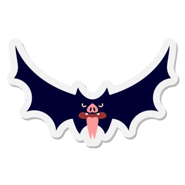 Bir insan tarafından çizilmiş ürkütücü cadılar bayramı yarasa çıkartması.