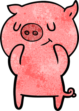 Bir insan tarafından çizilmiş mutlu çizgi film domuzu.