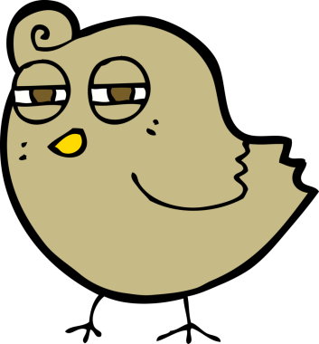 Bir insan tarafından çizilmiş komik çizgi film kuşu.