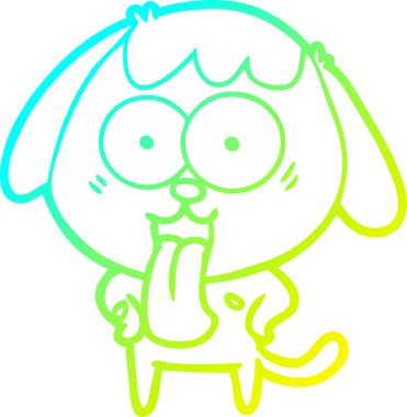 Bir insan tarafından çizilmiş şirin bir çizgi köpeğin soğuk gradyan çizgisi.