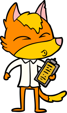 Bir insan tarafından çizilmiş tilki çizgi film karakteri